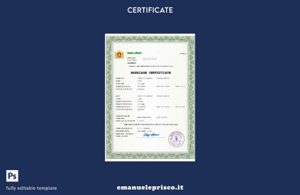Certificato di matrimonio in stile Georgia verificato Modello Word e PDF